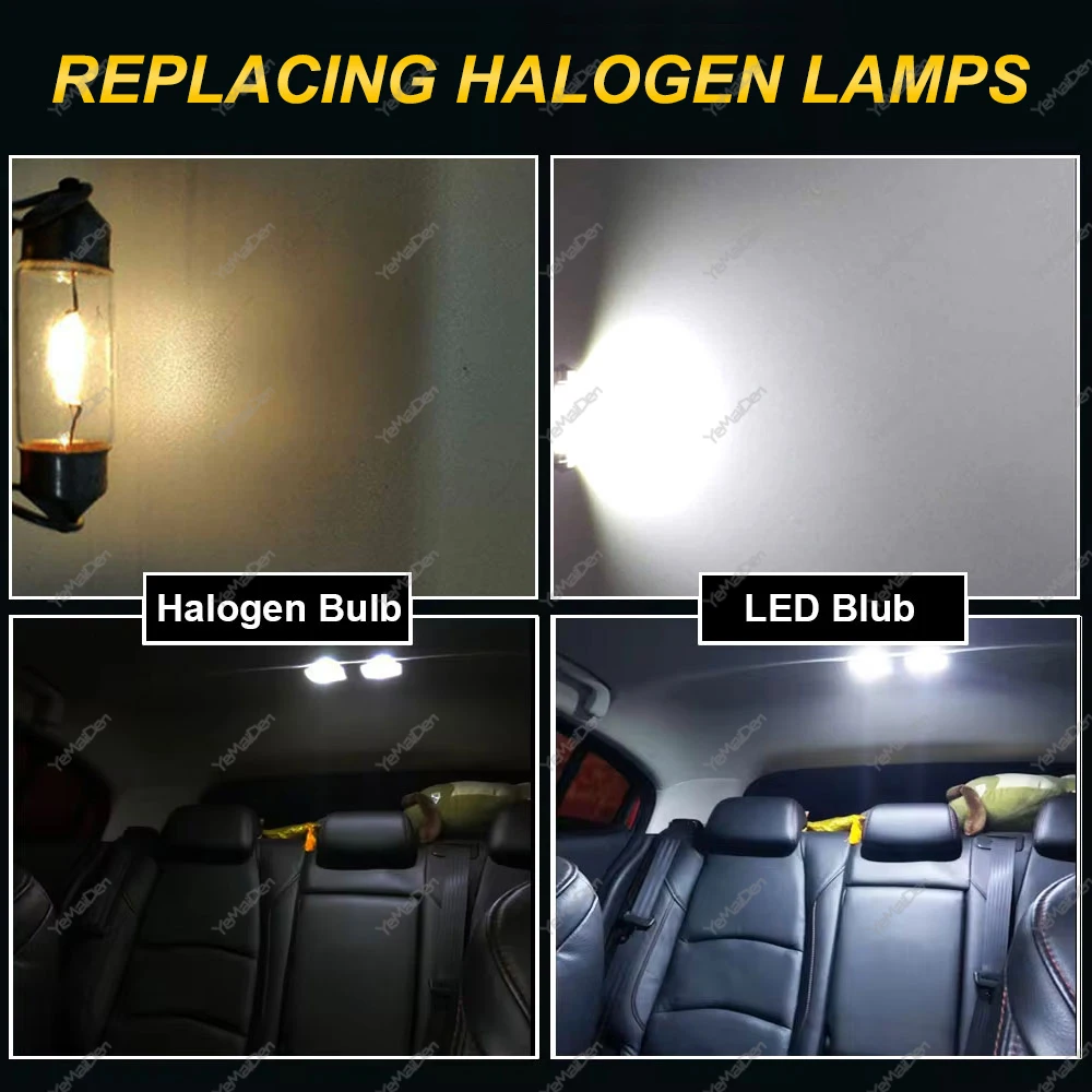 1 Miếng C5W Bóng Đèn LED Festoon 31Mm 36Mm 39Mm 41Mm C10W COB 12V 6500K trắng Nội Thất Ô Tô Đọc Sách Thân Cây Biển Đèn
