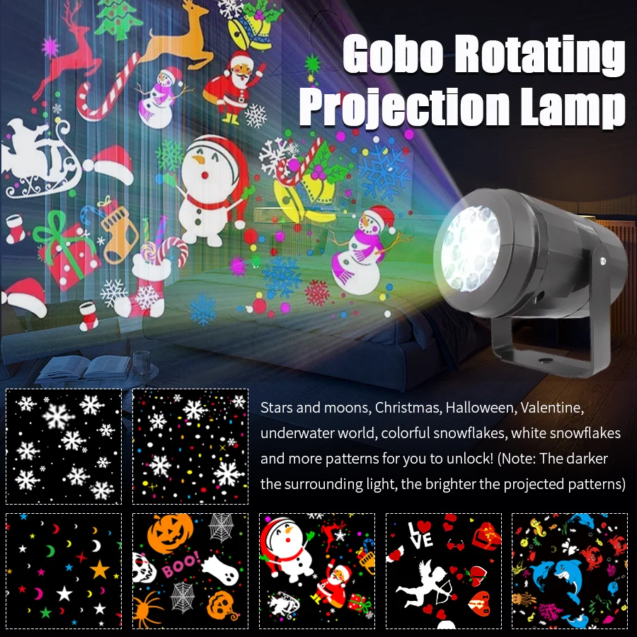 LED Halloween Weihnachten Urlaub Projektion Licht tragbare Licht Innen und Außen Schlafzimmer Nachtlicht Regenbogen Farbe USB-Kabel