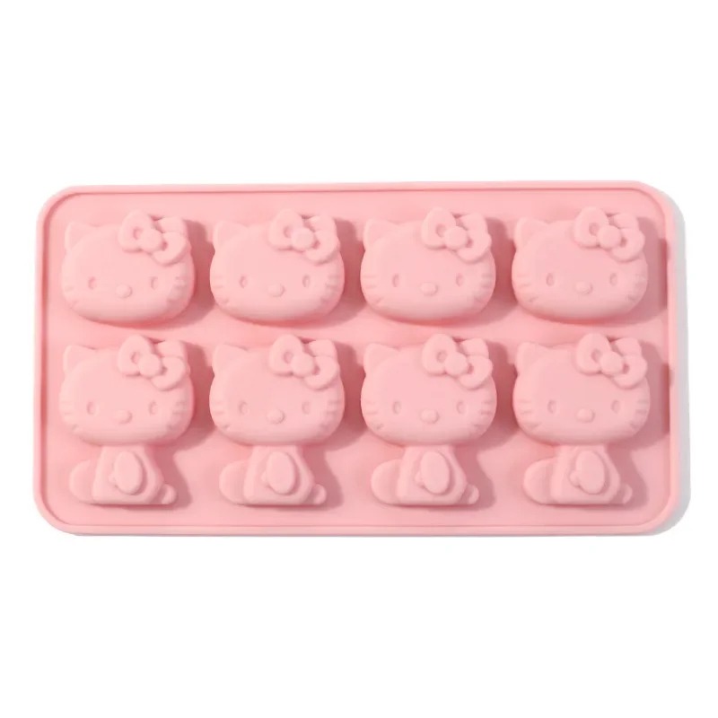 Kawaii hello kitty bandeja de gelo molde de silicone sanrio bonito kuromi diy molde de biscoito de chocolate ferramenta de cozimento minha melodia molde de doces presente