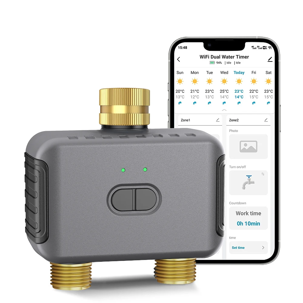 Tuya Smart Zigbee/BT Автоматический таймер воды 2 выхода Система полива для орошения сада Спринклерный программатор Поддержка Alexa Google