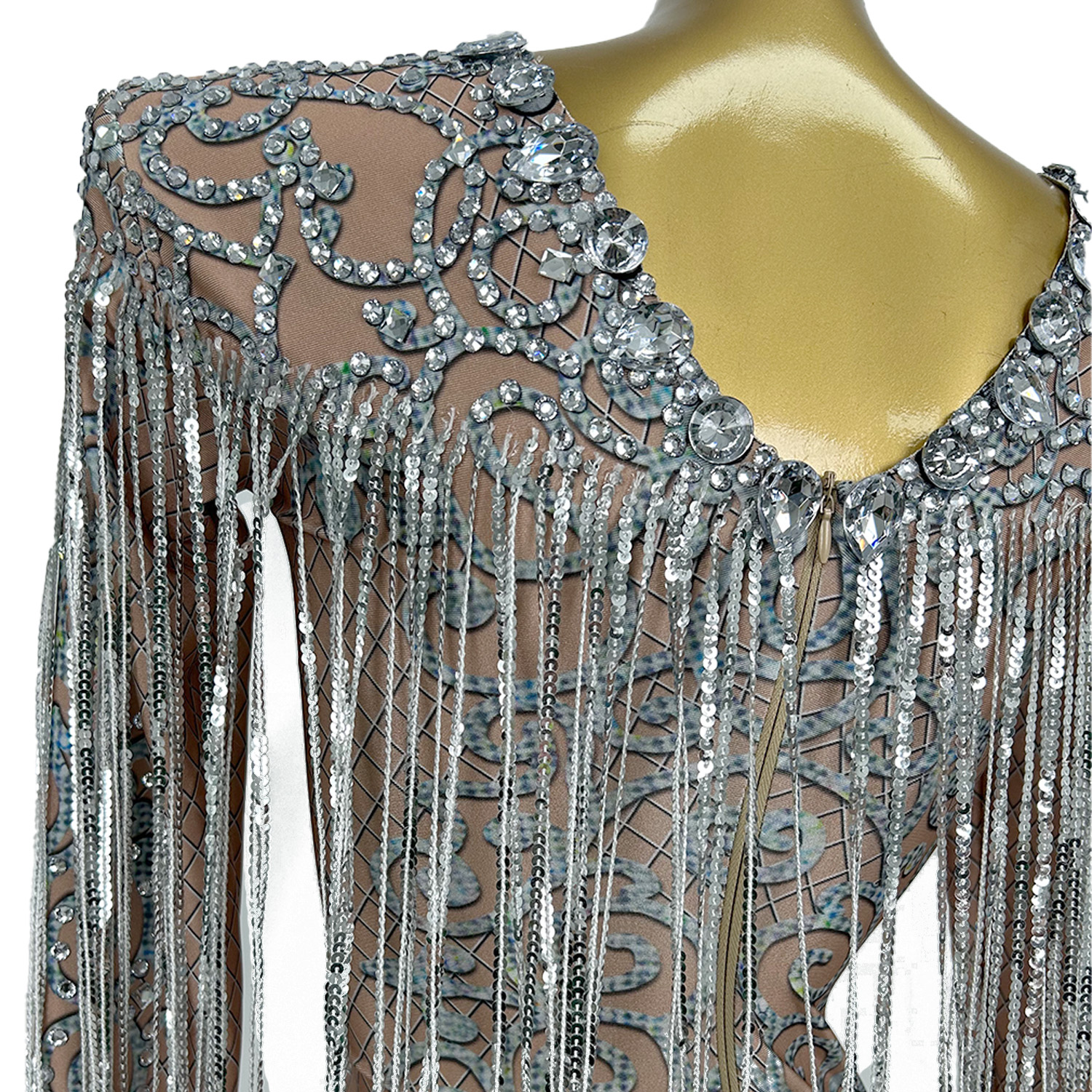 スパンコールの長いタッセルドレス,パーティードレス,ウエディング,結婚式,地面の長さ,ラインストーン,歌手のステージ,ガラ,shuiliandong