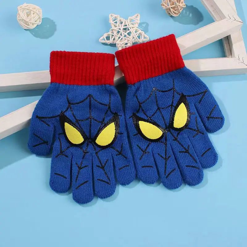 Disney Spiderman Winter Kinderen Warme Handschoenen Marvel Anime Cartoon Gebreide Handschoenen Leuke Decoratie Kinderen Kerstcadeaus 5-10Y