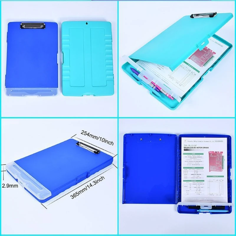 Portable File Organizer Case with Clipboard and Pen Box File Clipboard Writing Pad with File Case for Hospital Warehouse