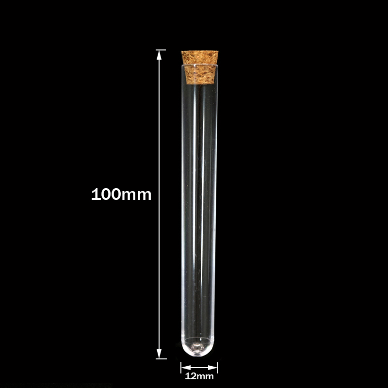 プラスチック製の実験室試験管,透明なテストチューブ,12x100mm,キャップ付き,実験用品,10個
