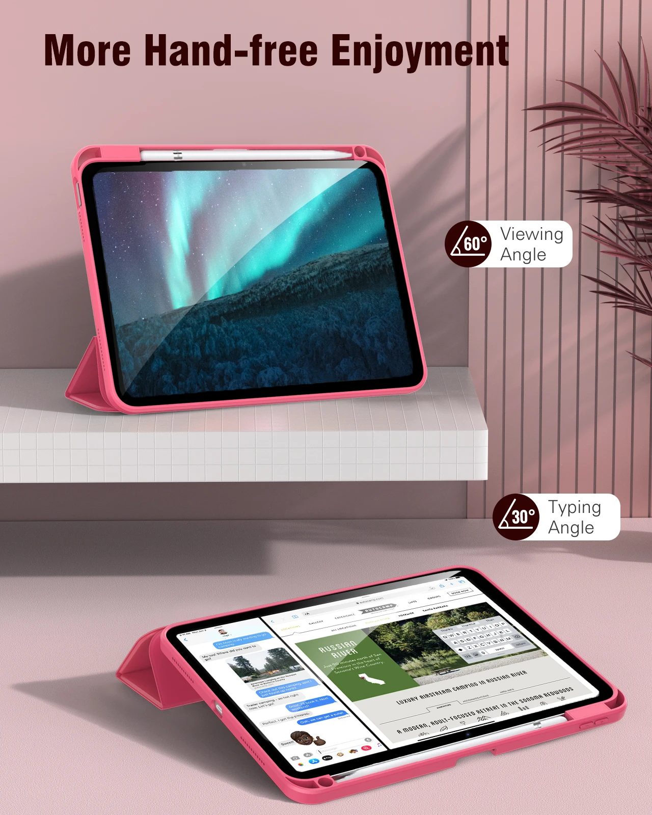 Funda para iPad de 10. a generación 2022, con portalápices, funda protectora híbrida delgada con soporte triple y parte trasera transparente para iPad 10