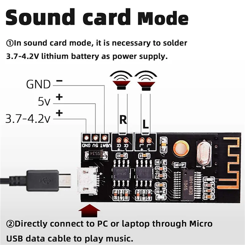 3X Bluetooth Amplifier Board, 5W +5W Output Power, DC 3.7V-4.2V/5V Mini Bluetooth Speaker Board