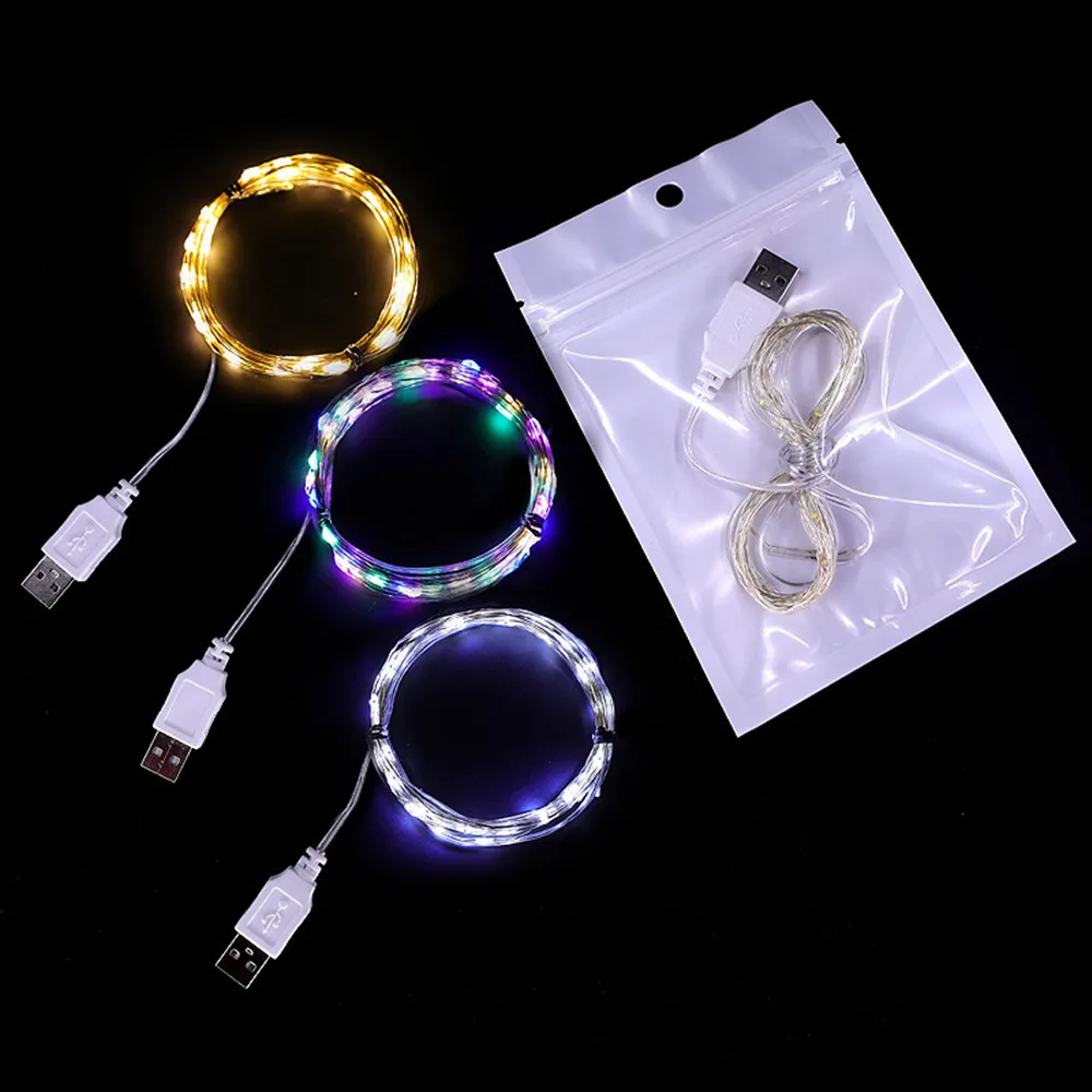 USB LEDカーテンライトガーランド,1m,5m,10m,100ダイオード,銅線,結婚式,フェスティバル,クリスマスギフト,防水