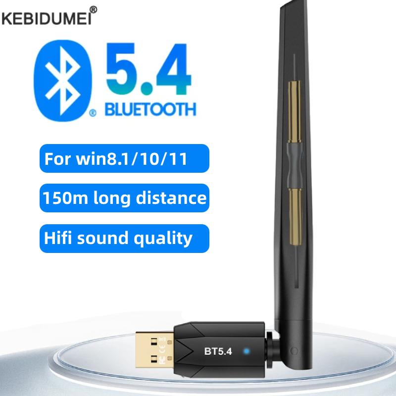 Adaptador Bluetooth 5,4 de 150M, controlador Dongle USB Bluetooth gratis para Windows 11/10/8,1, transmisor receptor de Audio para teclado y ratón