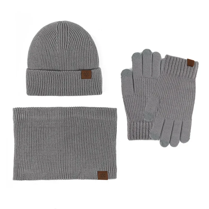 Wool Set Of Fall And Winter Warm Pullover Hat Knitted Hat Scarf Gloves Luxury Three-piece Fashion Versatile Hat