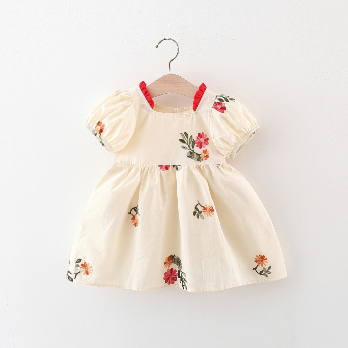 Vestido de verano para niña, Falda bordada de algodón con mangas de burbuja, ropa cómoda para niños de 0 a 3 años, novedad