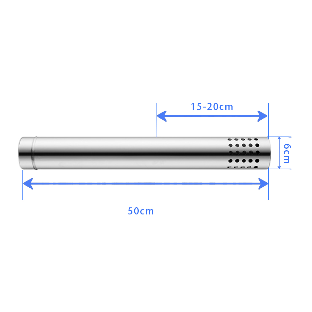 穴のあるストーブパイプ、ログ用のオープン式拡張チューブ、sparkarrestor、ウッドストーブ、ホームストーブアクセサリー、50cm x 6cm