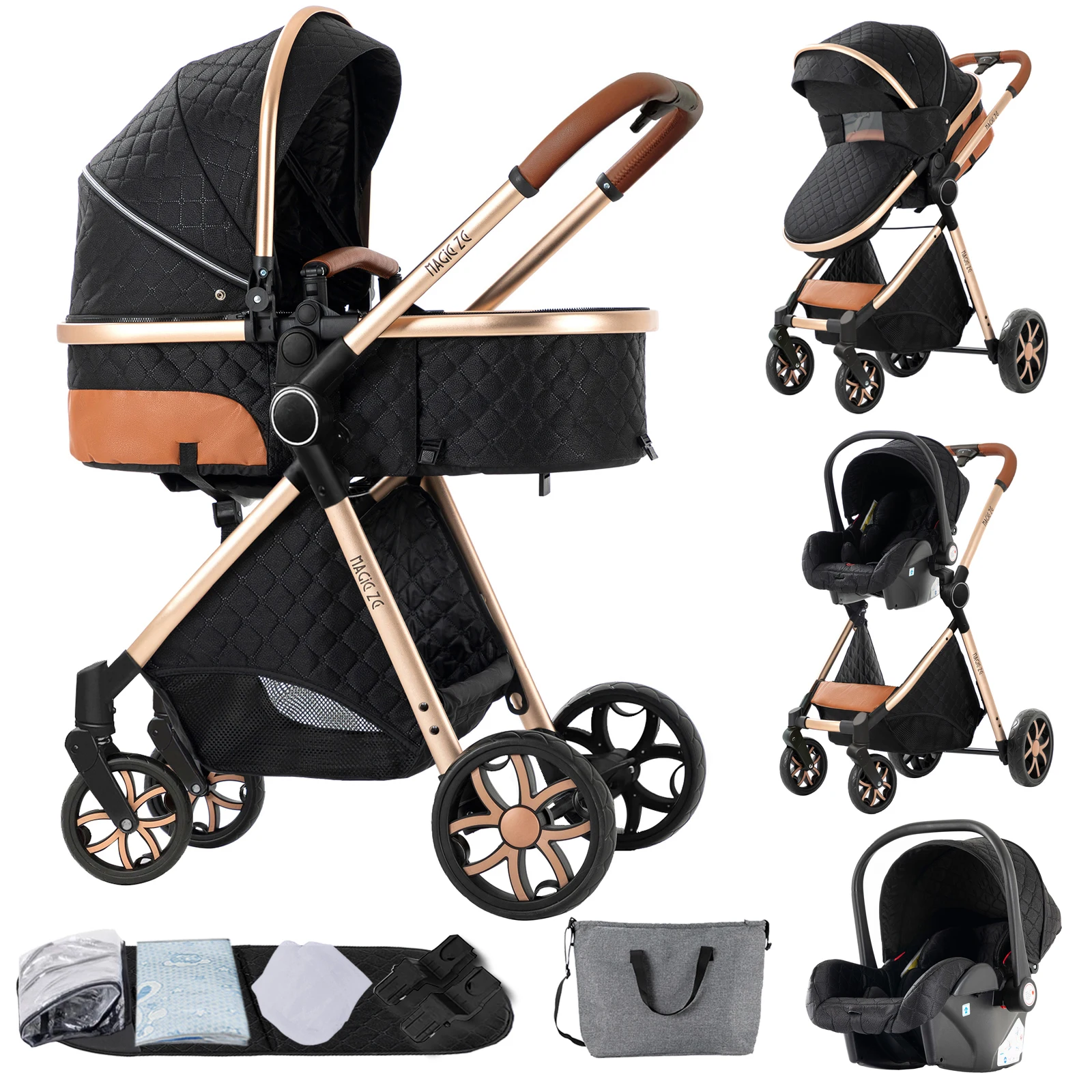 Wózek dziecięcy 3 w 1 Wózki dziecięce Lekki wózek Kompaktowy składany wózek Wózek dla noworodka System podróży Wózek dziecięcy Buggy