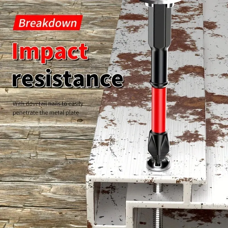 Cabeça de lote magnética anti-choque, alta dureza, pontas de impacto antiderrapantes, chave de fenda cruzada, 25/50/65/70/90mm, conjunto de chave de fenda