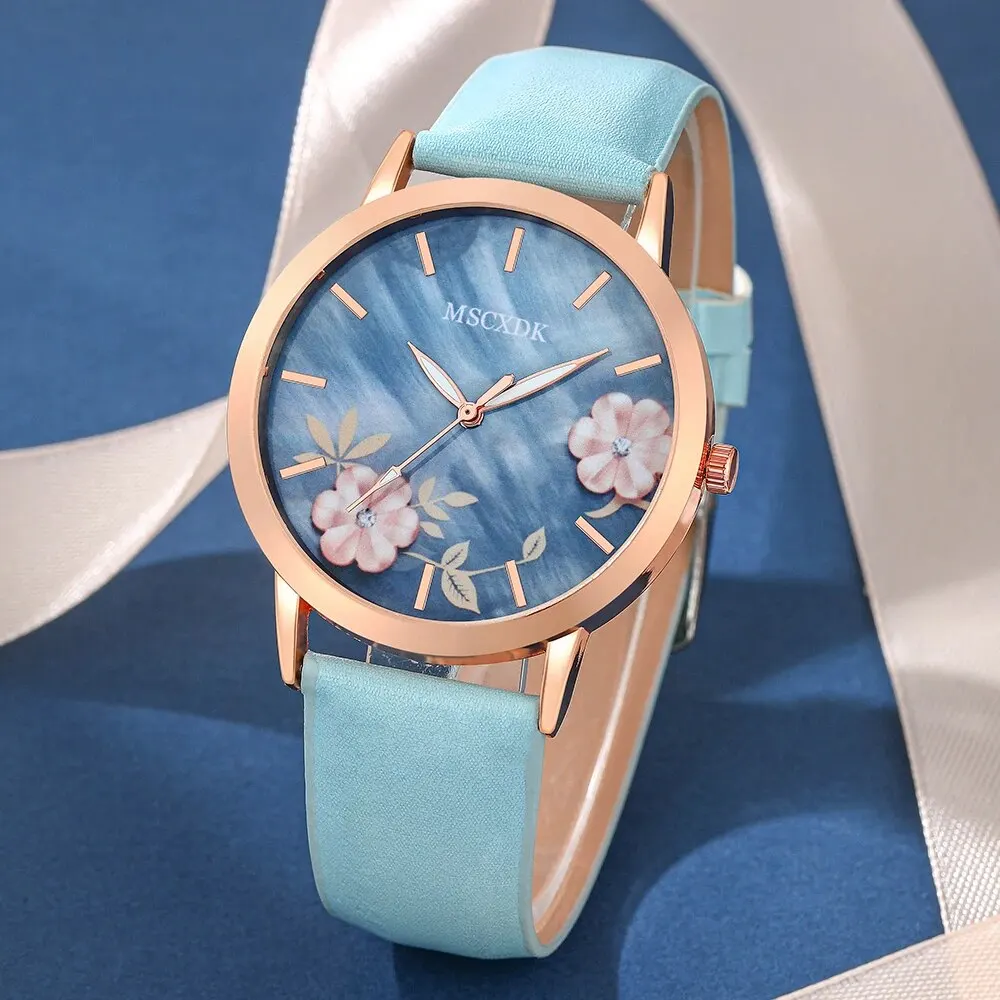 Relojes con correa de cuero informal para mujer, conjunto de billetera y gafas simples, relojes de pulsera de cuarzo a la moda, conjunto de vestido, Montre Femme