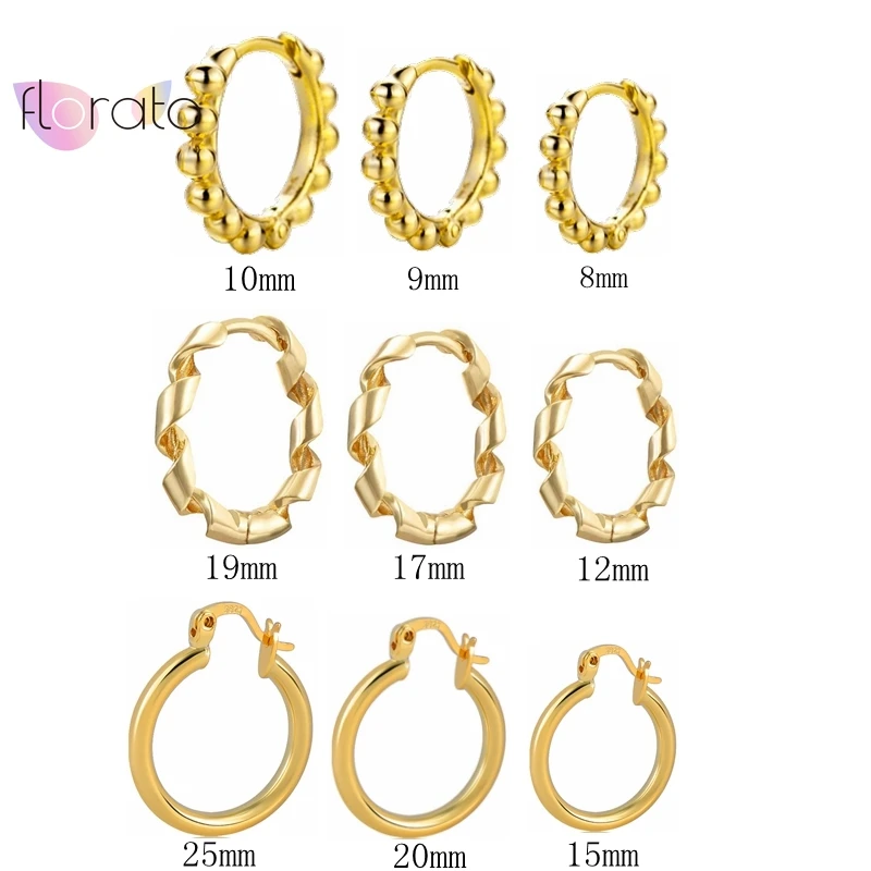 Anting-anting Hoop bulat bola putar jarum perak Sterling 925 untuk wanita anak perempuan anting-anting tindik minimalis gesper tulang telinga