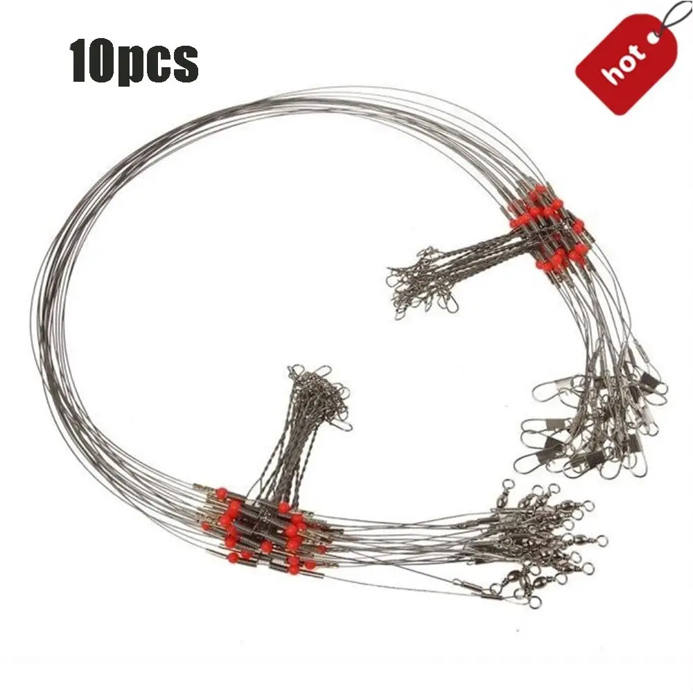 Gancho de pesca de acero inoxidable de alto carbono, gancho de seguridad, traza de líder con cable de pesca a presión, alambre de cuerda
