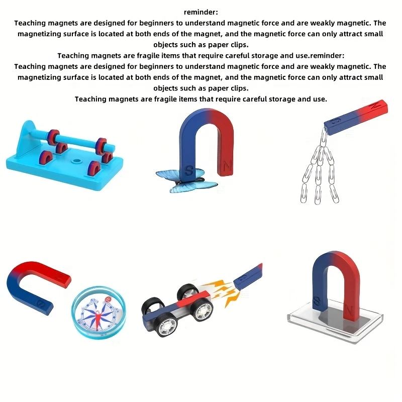 1 Set STEM Physics Science Magnet Kit For Kids Educational Experiment With Bar Ring Horseshoe U Shape Magnets And Compass
