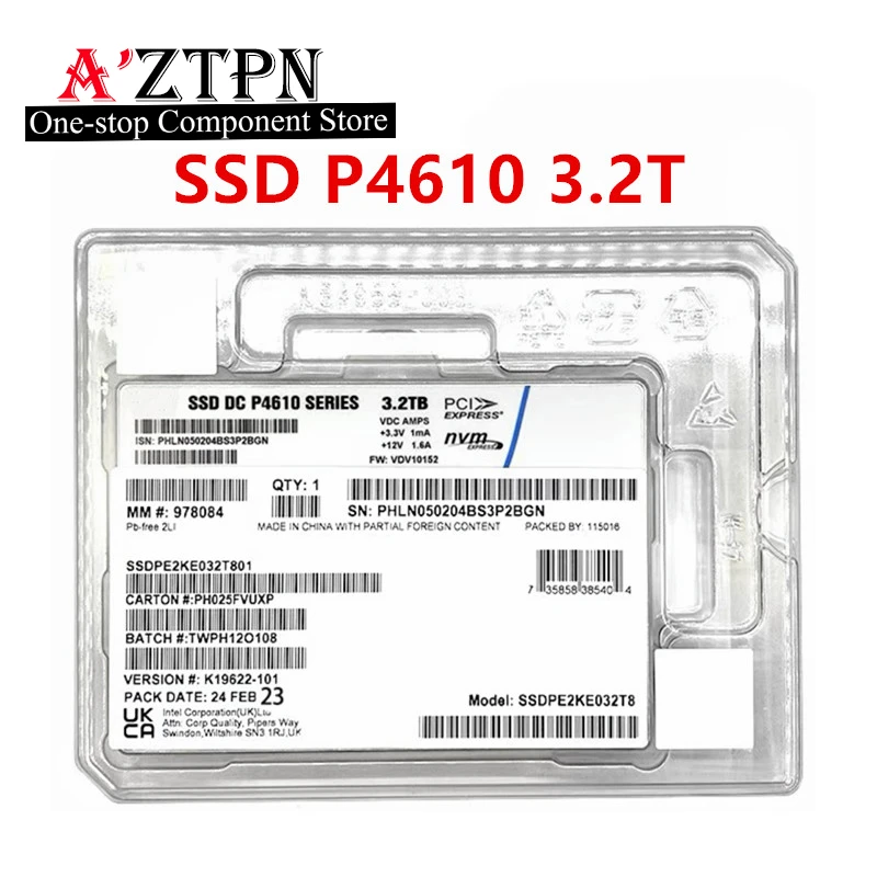 NUOVO Originale Per Intel SSD DC P4610 Serie 1.6TB 3.2TB 6.4TB 7.68TB Enterprise U.2 NVME PCIE 3.0X4 Unità a stato solido