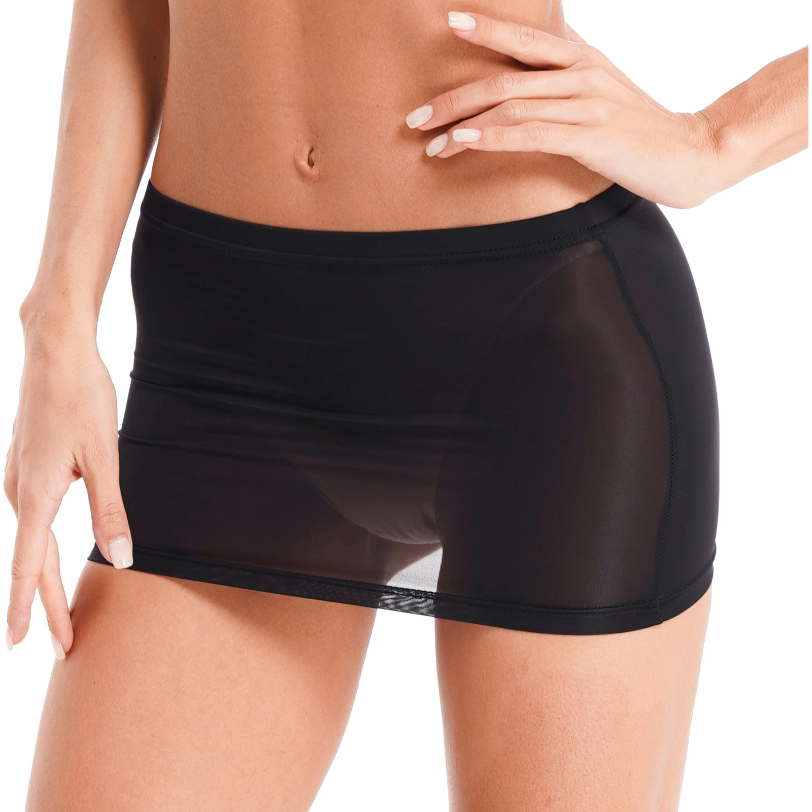 Minifalda Sexy de malla para mujer, falda de tubo ajustada elástica transparente, minifaldas, lencería erótica, ropa de dormir para fiesta y discoteca