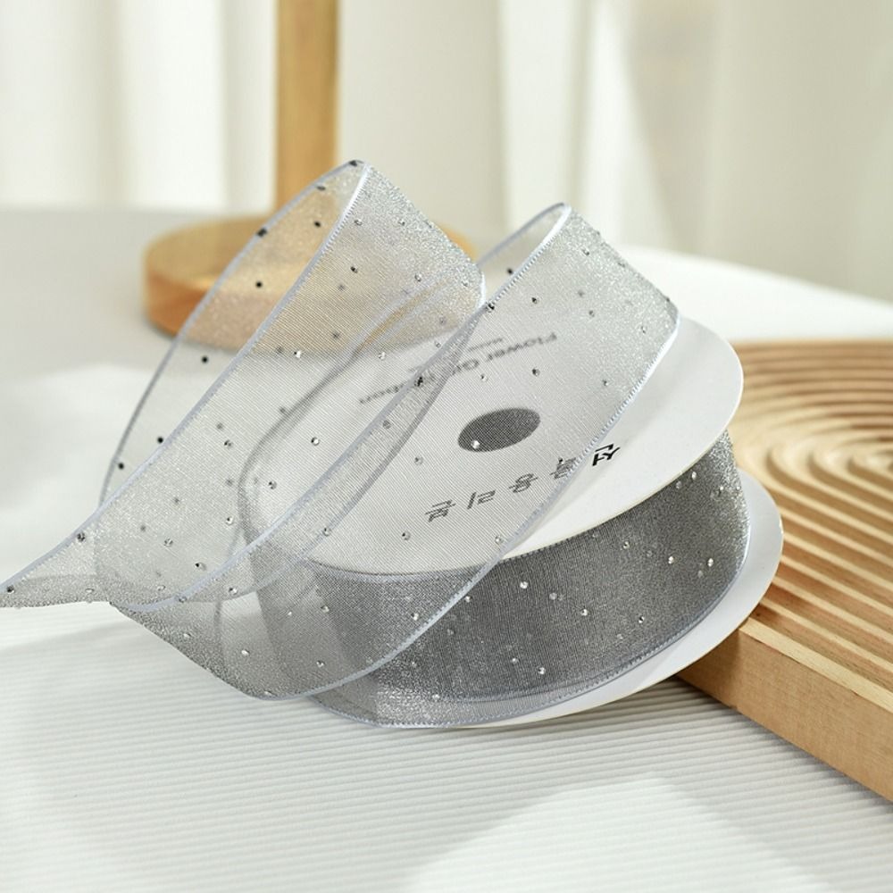 Лента из органзы в горошек, 4 см