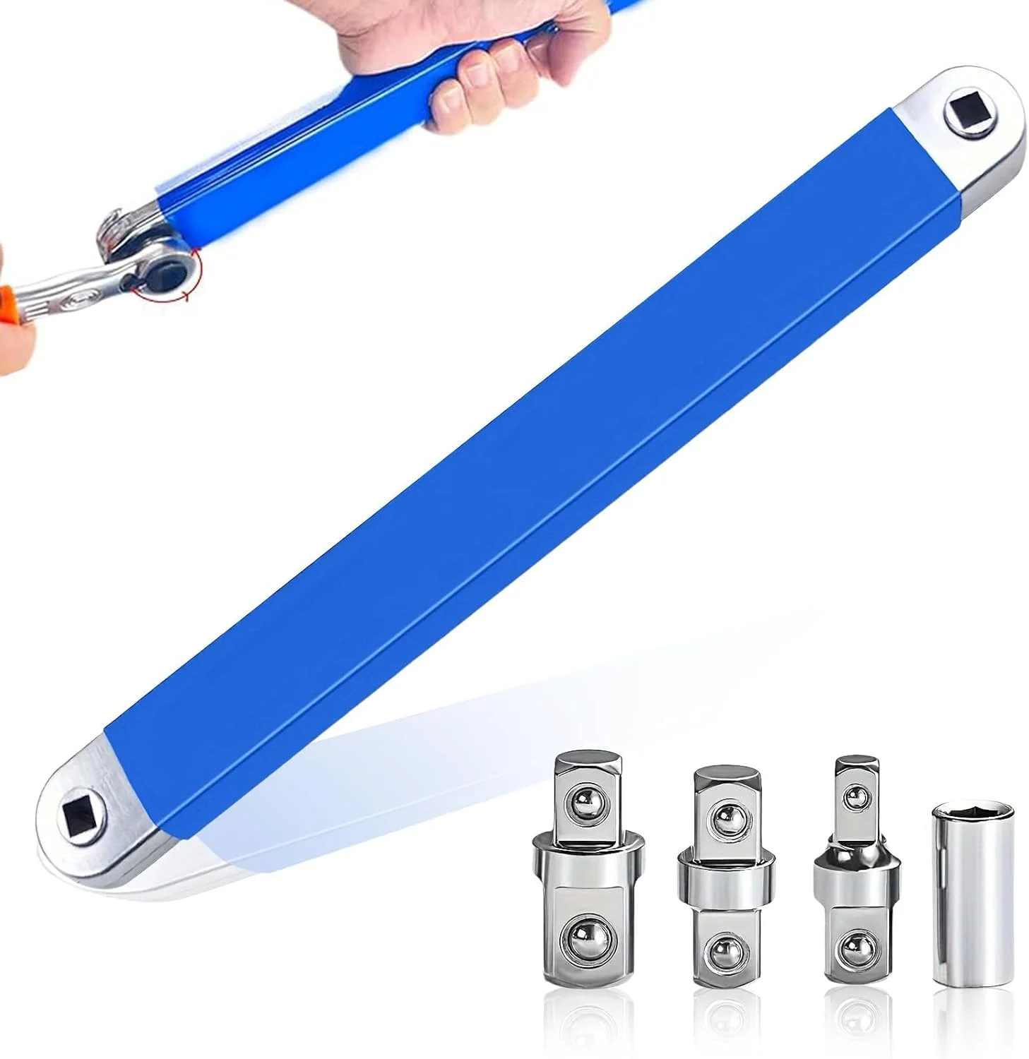 Offset verlengsleutelset, ratelverlengstuk, momentsleutelverlenging, sleutel voor strakke ruimtes met universele adapters