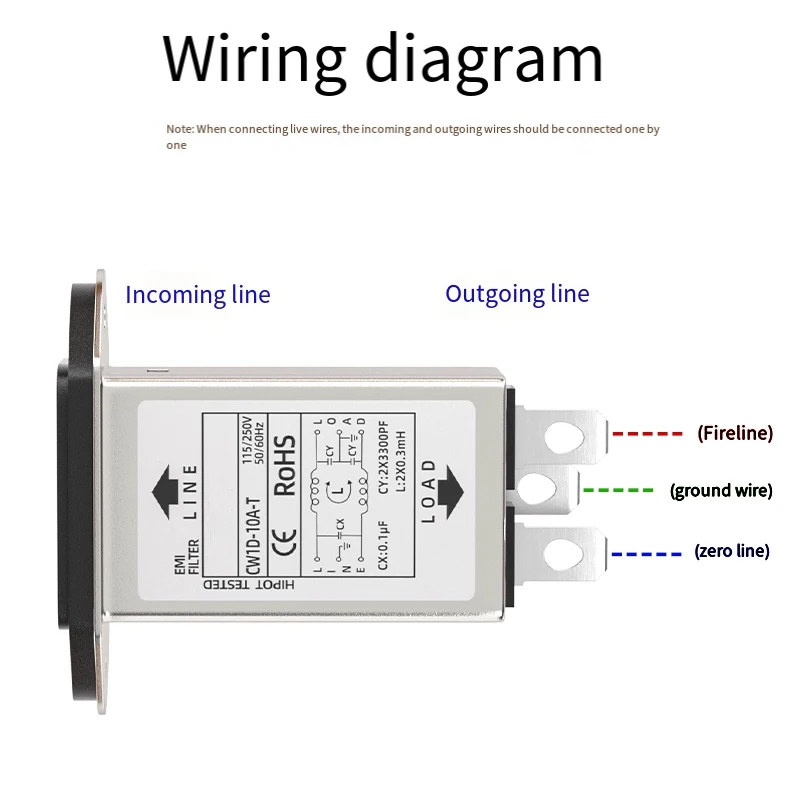 Purificatore EMI anti-interferenza CA 220 V con presa a T monofase CW1D-T 3A 6A 10A -T filtro di alimentazione CW1D-6A-T CW1D-10A-T