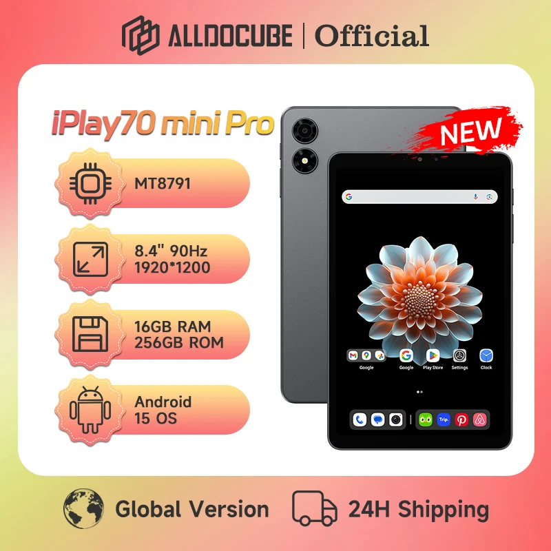 ALLDOCUBE iPlay70 mini Pro Tablet 8.4" 90Hz Display MT8791 16GB（8GB+8GB Virtual）RAM 256GB ROM 6050mAh Android15 LTE Tablet