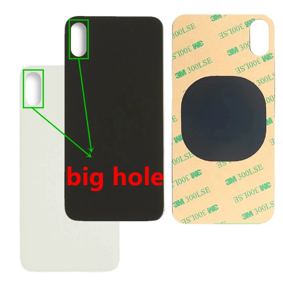 กระจกด้านหลังสําหรับ iPhone X 5.8 นิ้วแผงกระจกด้านหลังแบตเตอรี่ Big Hole กล้องด้านหลังสําหรับ A1865, a1901, a1902 อะไหล่ซ่อม