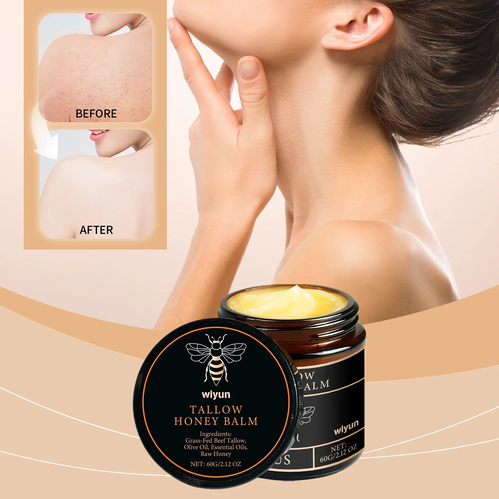 Tallow mel creme brilho hidratante pele melhorar a elasticidade branqueamento macio melhorar embotamento endurecimento rosto loção hidratante corporal