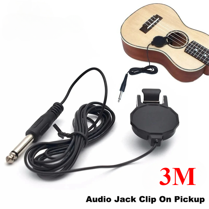 Longitud 3M Audio Jack Clip en pastilla para guitarra acústica\mandolina\Bouzouki\Violín\Banjo\Ukulele Sound Pickup Transductor Guitarras