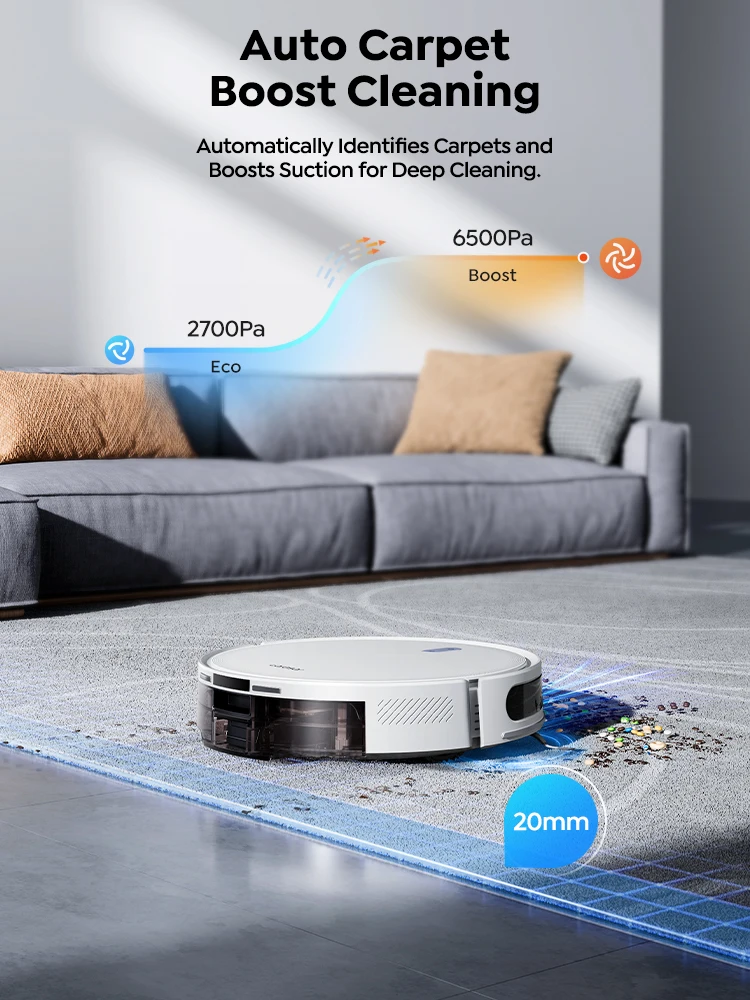 Laresar L10 Aspirateur Robot SoF LiDAR 6500Pa 150min Sans Fil Contrôle par APP Intelligent LDS Nettoyage Planifié des Sols et Tapis