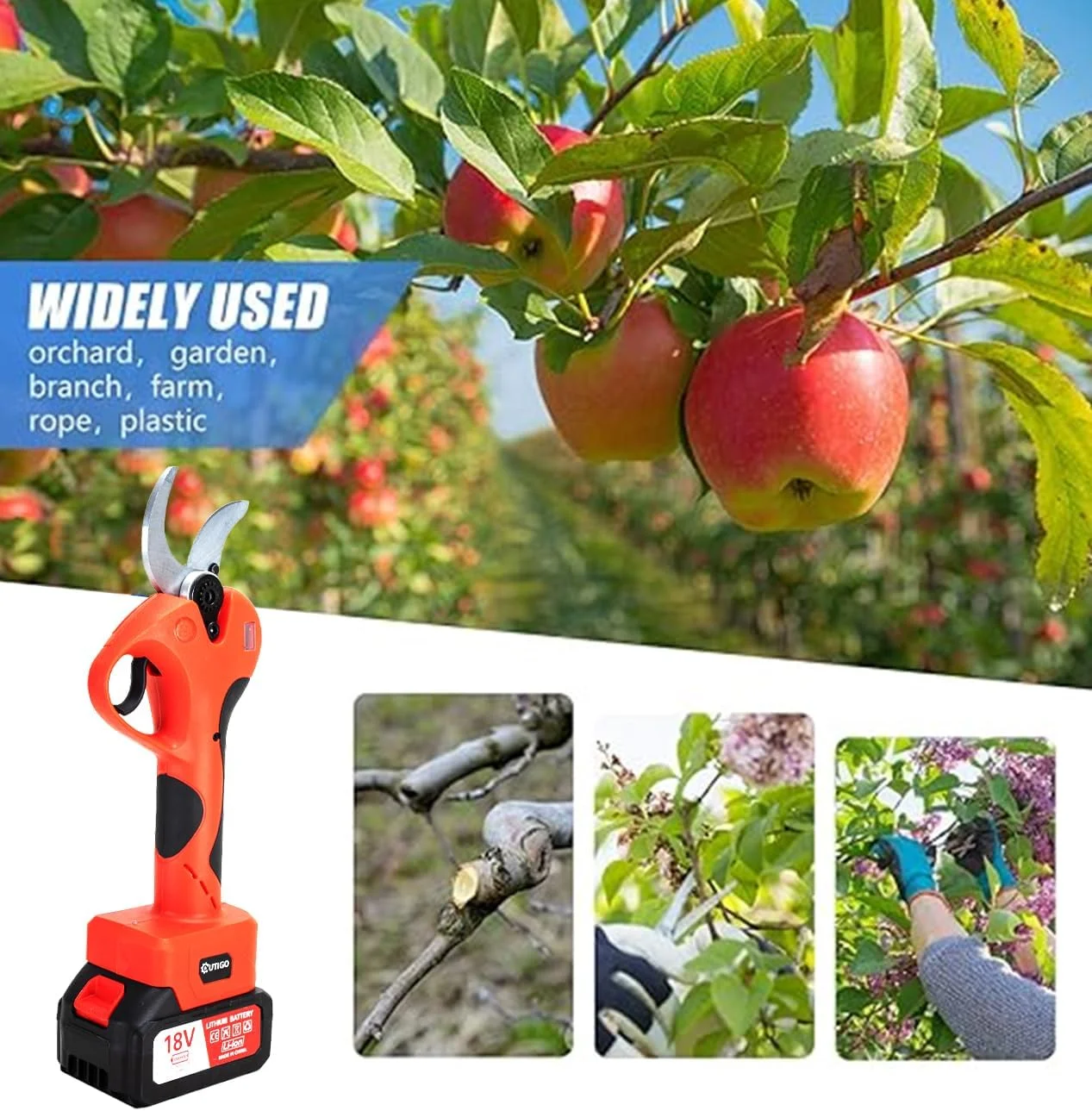 OUTIGO Forbici Potatura Elettriche con 2x3000mAh Batterie, 40 mm, con Display, con Motore brushless per giardinaggio, alberi da frutto, vigneto