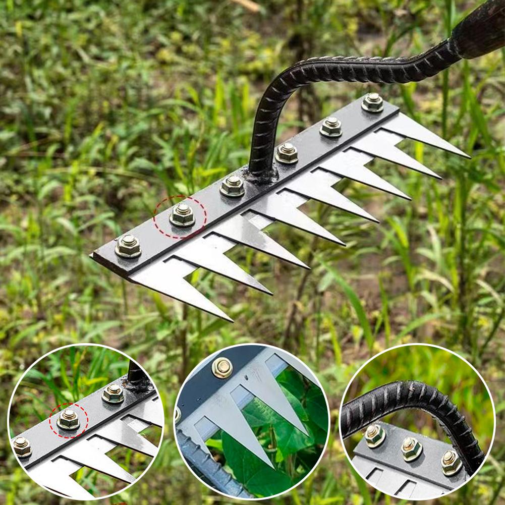 8-tooth carbon steel garden weeding rake Garden metal heavy duty flower digging spade digging and planting tool