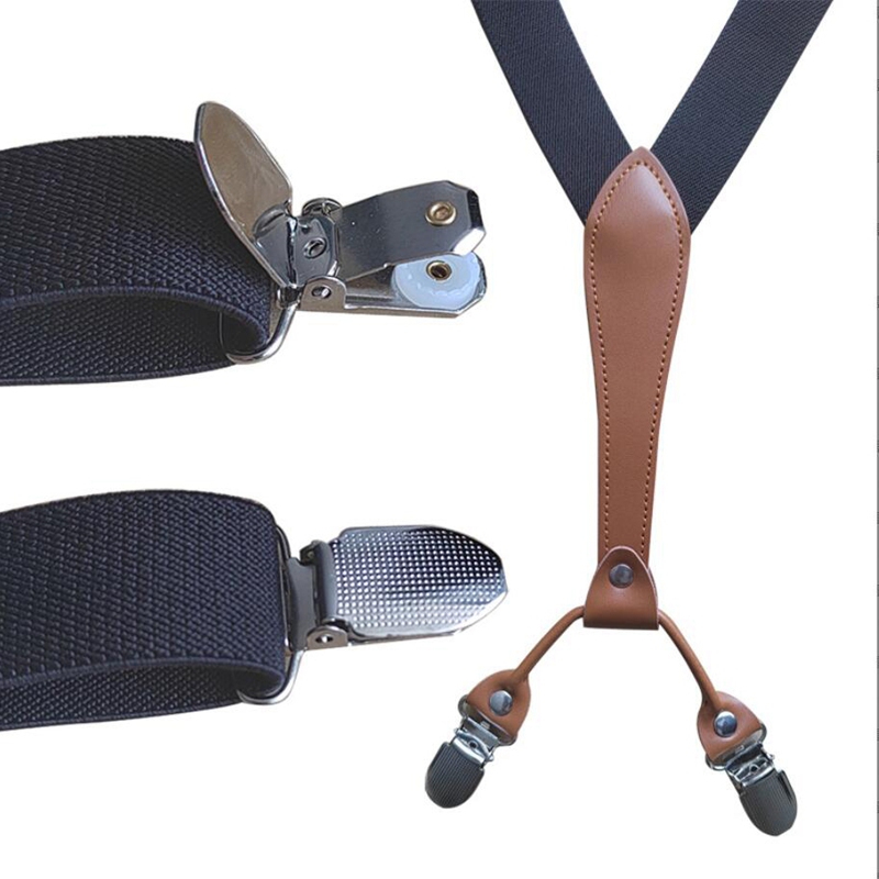 Herren-Hosenträgergürtel aus schwarzem Leder mit elastischem Clip-on-Y-Back-Hosenträger, verstellbare Träger für Hochzeitsanzug, Rock, Accessoires, Geschenk