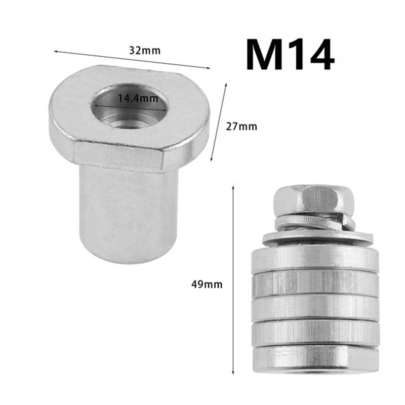 Adaptador de amoladora angular M14 M10, Kit de conversión de adaptador de máquina ranuradora, brida, tuercas de seguridad de Metal, ranurado tipo 125 150