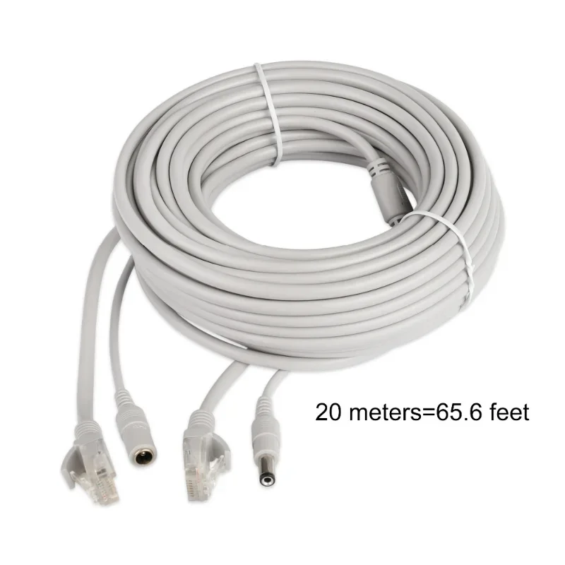ESCAM 30 m/20 m/15 m/10 m/5 m RJ45 + DC 12 V สาย Lan สายเคเบิลเครือข่ายสําหรับกล้องวงจรปิดเครือข่าย IP กล้อง
