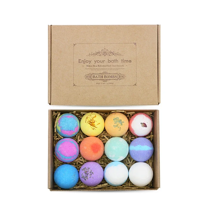 12 Teile/satz Bad Bomben Blase Ball Kit Ätherisches Öl Bad Salze Hautpflege Peeling Feuchtigkeitsspendende Dusche Bad Bälle Zubehör
