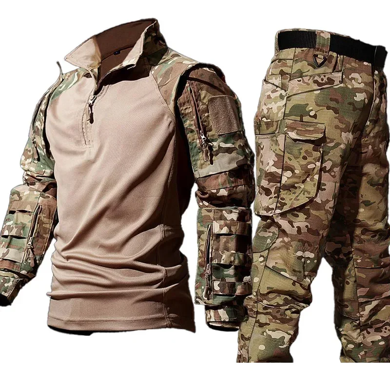 Nuevas camisas tácticas, traje de caza, entrenamiento al aire libre, conjunto de camuflaje duradero y transpirable, camisas de combate impermeables de secado rápido a prueba de viento
