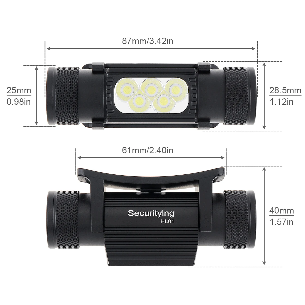 HL01 2420LM 5 LED USB Tipo C Faro recargable con 6 modos de luz y brillante 130M Soporte de haz 180 °   Ajuste de la tapa de la lámpara