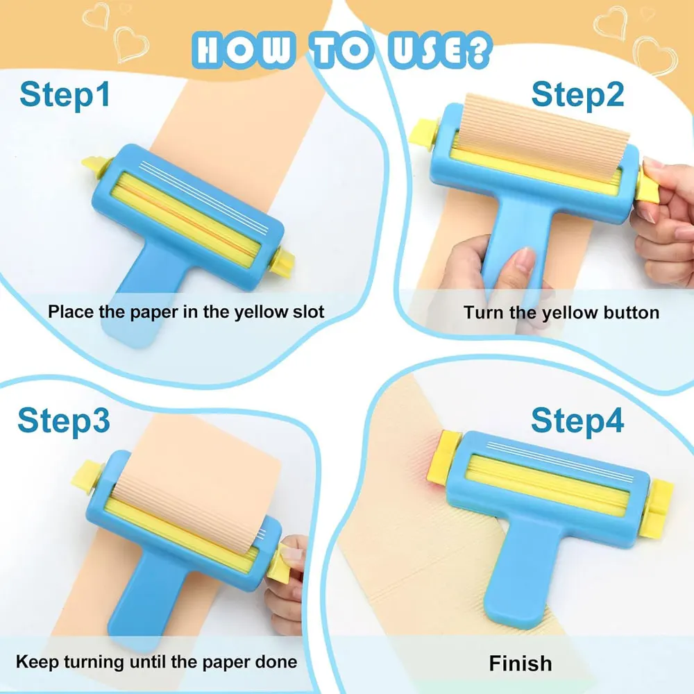 Blue roller embossing tool, no-charge wave styling paper crimper for handmade paper creasing and paper craft crimping