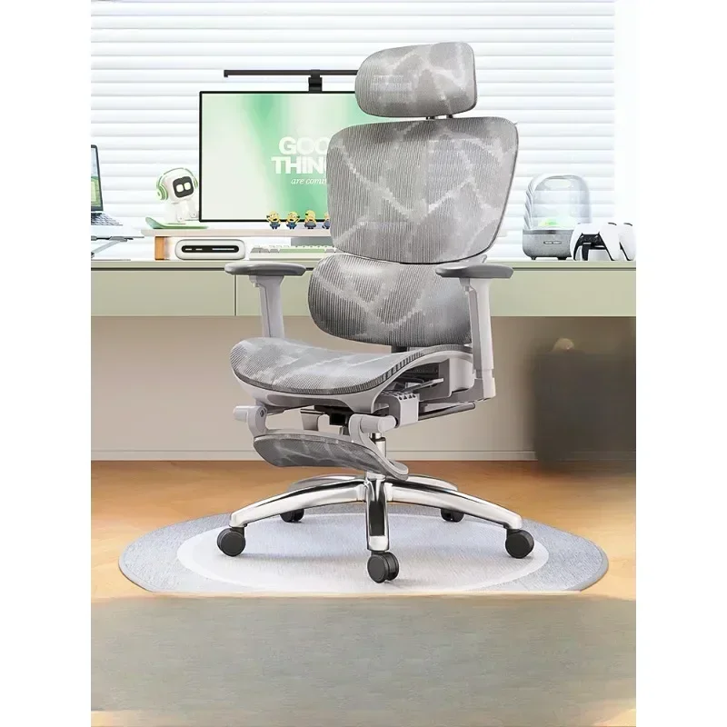 Silla de oficina ergonómica con reposacabezas y soporte Lumbar, asiento largo y cómodo