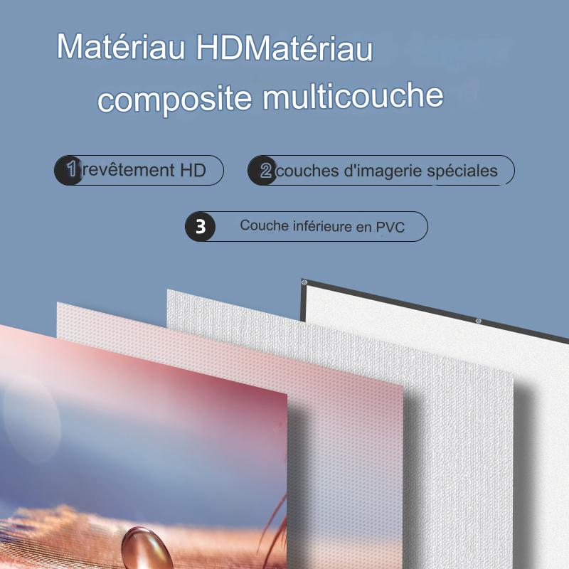 VEIDADZ écran de projecteur grille blanche Anti-lumière 16:9 écran de Projection 60 72 84 100 120 130 pouces tissu réfléchissant pour Home cinéma intérieur