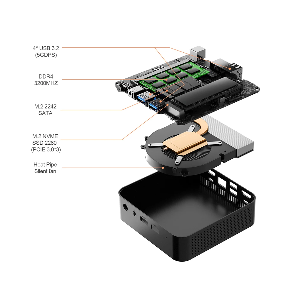 Chatreey T9H Mini PC Intel Twin Lake N150 WIFI 6Windows 11 Ultra Small Pocket Computer Dual SSD Full Function Type-C 4K 60Hz RGB