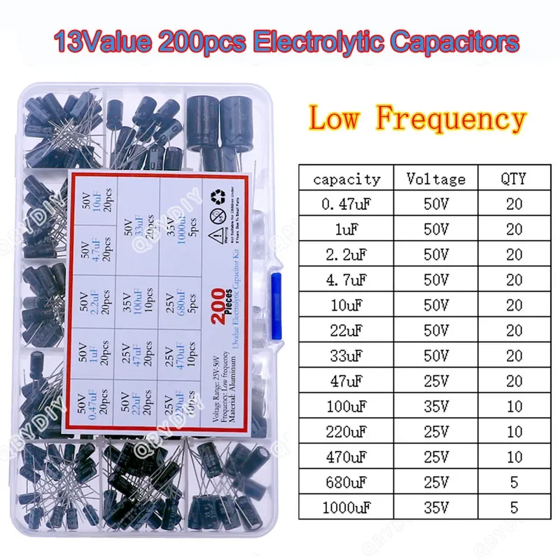 16V 25V 35V 50V 100V 400V 0,1uF-1500uF DIP SMD Conjunto de kit de sortimento de capacitores eletrolíticos