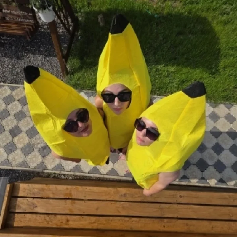 Disfraz de plátano para Navidad, traje de frutas, ropa de escenario a juego para padres e hijos, decoración de juego de rol para jardín de infantes, 1-5 uds.