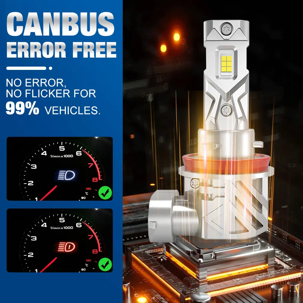 25000LM H8 H11 LED Farol Canbus 9005 HB3 9006 HB4 CSP LED Lâmpada de farol 120W Turbo Auto Lâmpada 6000K 12V