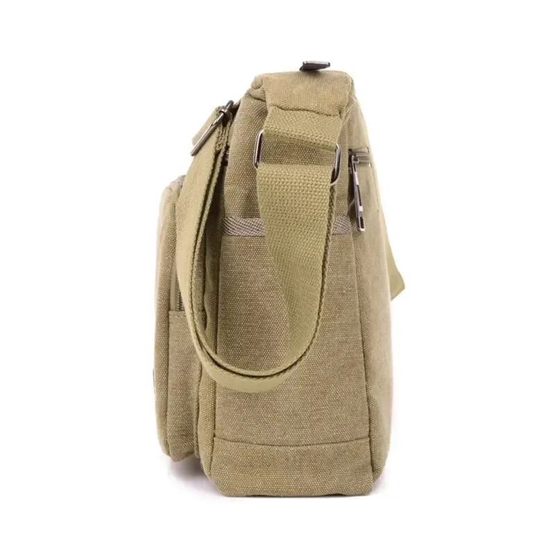 กระเป๋าสะพายผ้าใบขวดผู้ชายผู้หญิงสบายๆแฟชั่น Retro Crossbody Cross Square Multi Layered