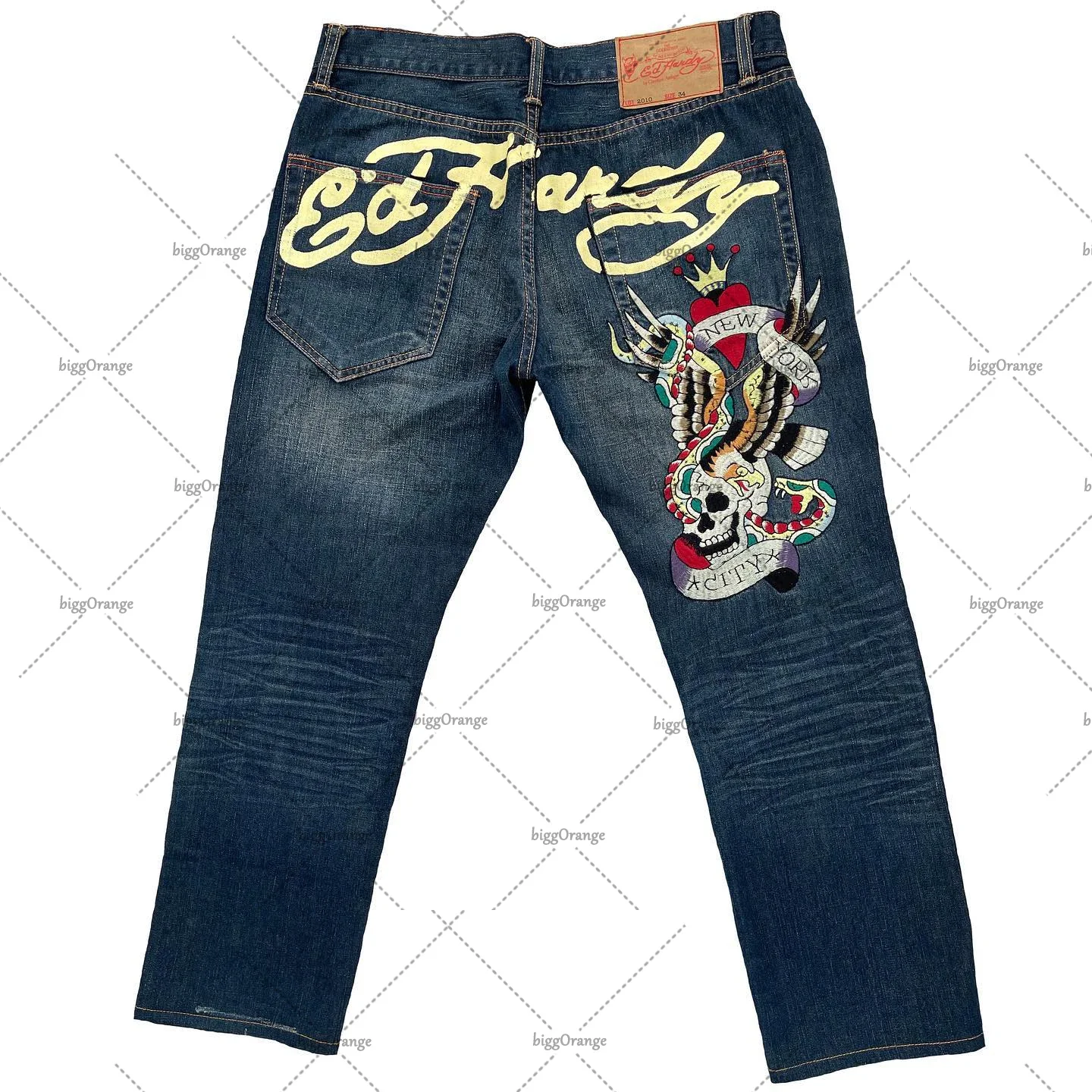 Bedruckte Straßenjeans Herren Y2K Hip-Hop hoch taillierte gerade Retro lose Hose mit weitem Bein Denim-Hose europäisch und amerikanisch