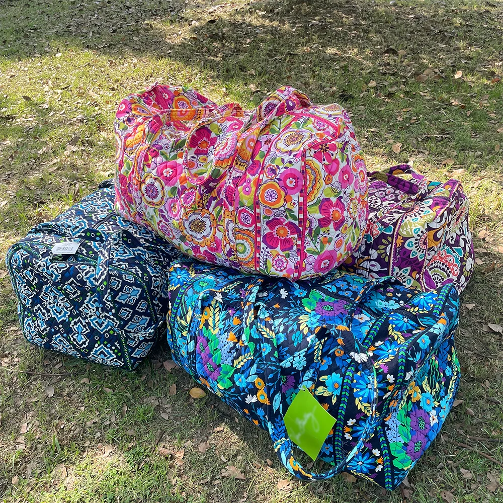 VB eco-friendly cotton printed women's travel bag large capacity hand luggage bag carry-on large foldable tote