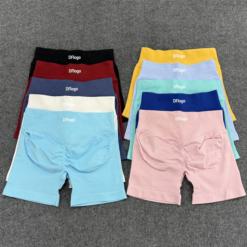 Impact Shorts with Logo Low Waist Seamless Yoga Shorts Scrunch Bum Gym Shorts Workout Biker Short Stretch Fitness Clothing